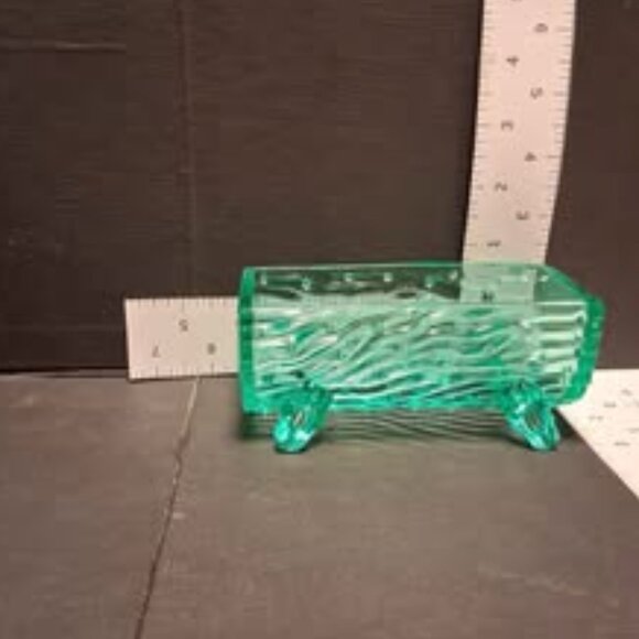 Vintage Green Vaseline Uranium Glass Trough log dish - Picture 4 of 8